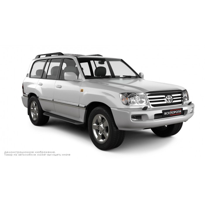 Пороги алюминиевые в полоску для Toyota Land Cruiser 100 1998-2007