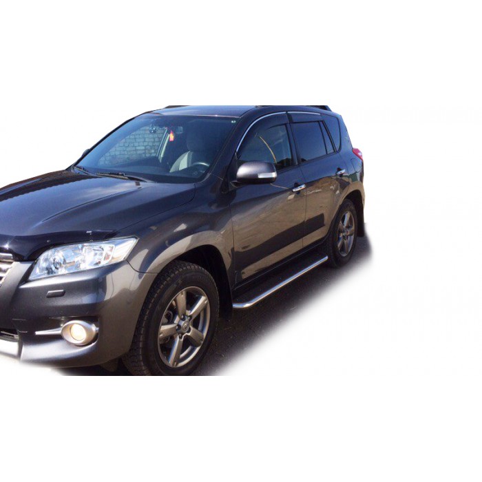 Пороги с площадкой чёрный алюминиевый лист для Toyota RAV4 2010-2013