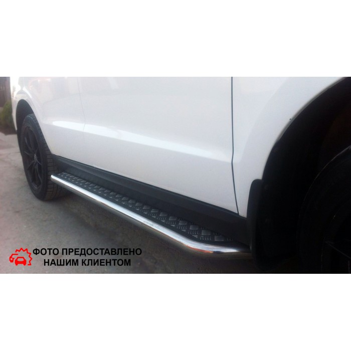 Пороги с площадкой алюминиевый лист для Hyundai Santa Fe Classic 2007-2012