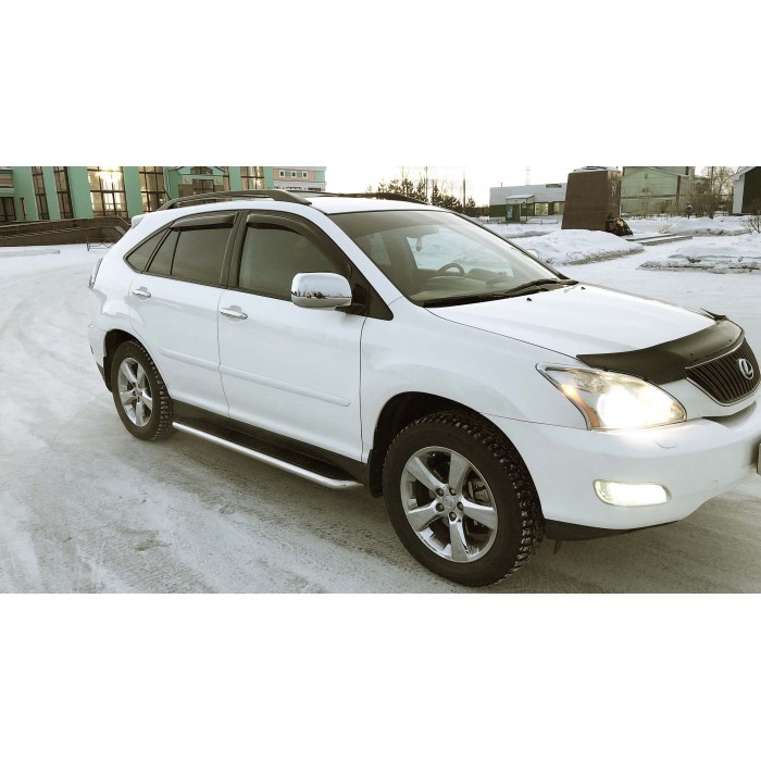 Пороги с площадкой чёрный алюминиевый лист для Lexus RX-350/400h 2003-2008