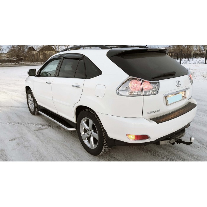 Пороги с площадкой чёрный алюминиевый лист для Lexus RX-350/400h 2003-2008