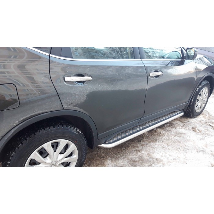 Пороги с площадкой алюминиевый лист для Nissan X-Trail T32 2018-2022