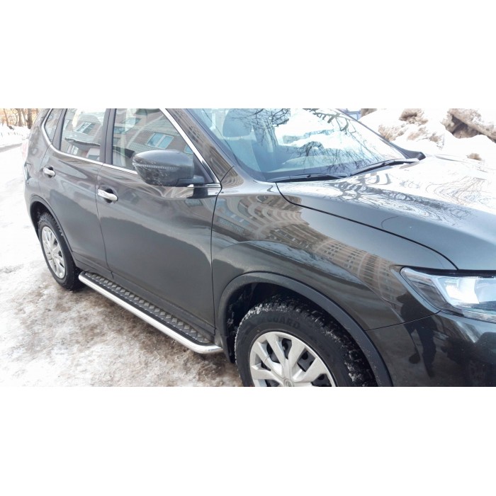 Пороги с площадкой алюминиевый лист для Nissan X-Trail T32 2018-2022
