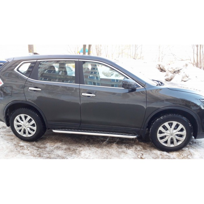 Пороги с площадкой алюминиевый лист для Nissan X-Trail T32 2018-2022