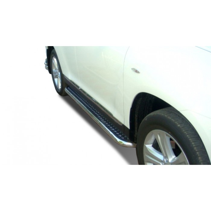 Пороги с площадкой алюминиевый лист для Toyota Highlander 2007-2010