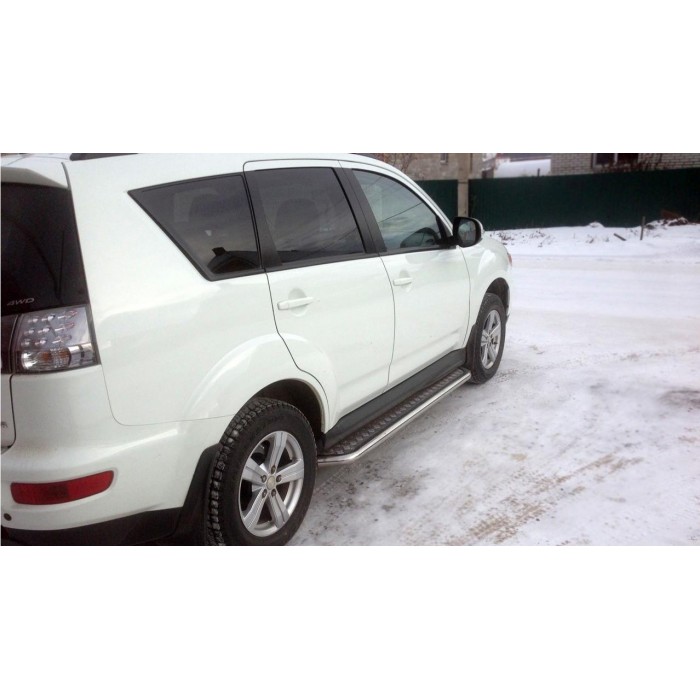 Пороги с площадкой алюминиевый лист для Mitsubishi Outlander XL 2010-2012