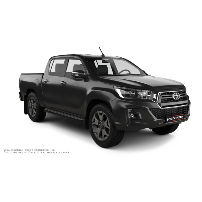 Пороги алюминиевые чёрные для Toyota Hilux 2015-2020