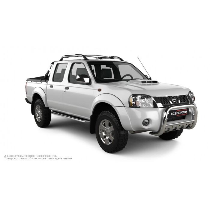 Пороги с площадкой чёрный алюминиевый лист для Nissan NP300 2008-2014