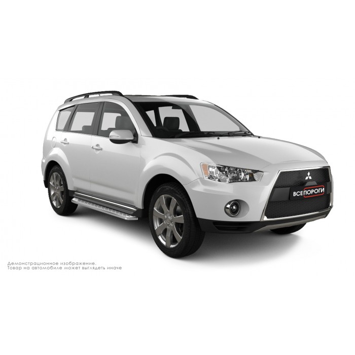 Пороги алюминиевые с нержавеющей площадкой для Mitsubishi Outlander XL 2006-2009