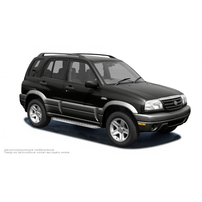 Пороги алюминиевые с нержавеющей площадкой для Suzuki Escudo 1997-2005