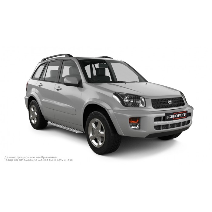 Пороги алюминиевые с нержавеющей площадкой для Toyota Rav4 5 дверей 2000-2005