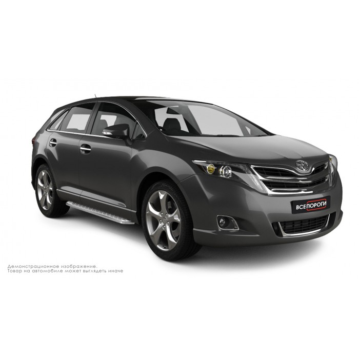 Пороги алюминиевые с нержавеющей площадкой для Toyota Venza 2012-2017