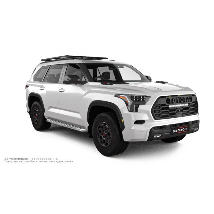 Пороги алюминиевые с нержавеющей площадкой для Toyota Sequoia 2008-2017