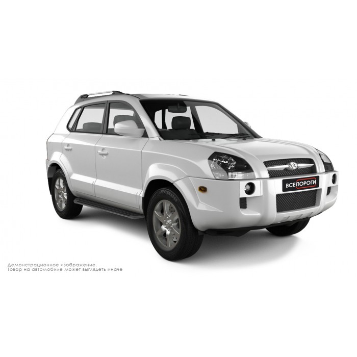 Пороги алюминиевые в полоску для Hyundai Tucson 2004-2010