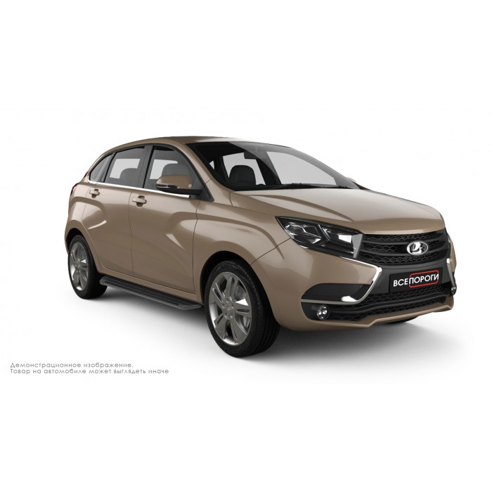 Пороги алюминиевые в полоску для Lada XRay 2016-2022