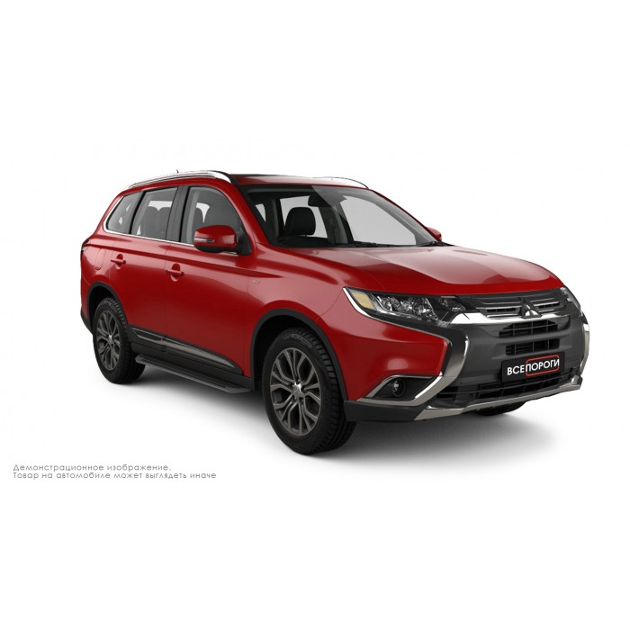 Пороги алюминиевые в полоску для Mitsubishi Outlander 2015-2018