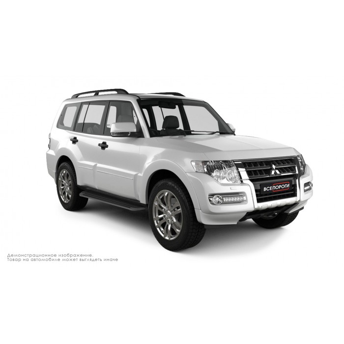 Пороги алюминиевые в полоску для Mitsubishi Pajero 2006-2024