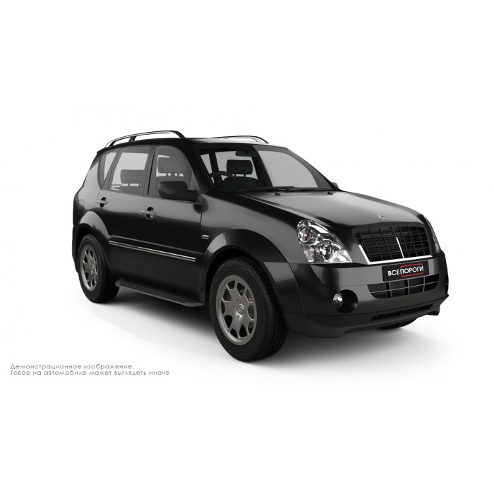 Пороги алюминиевые в полоску для SsangYong Rexton 2002-2008