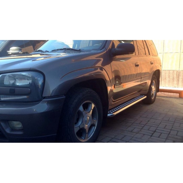 Пороги с площадкой алюминиевый лист для Chevrolet TrailBlazer 2001-2011