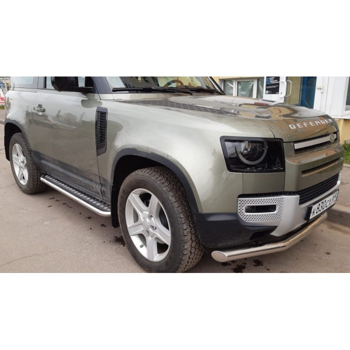 Пороги с площадкой алюминиевый лист для Land Rover Defender 2019-2024