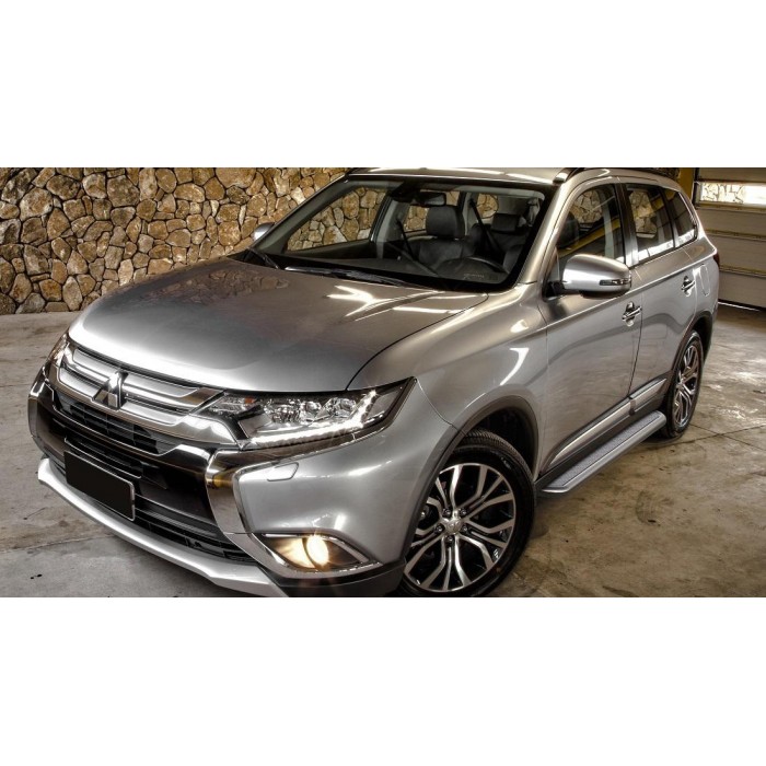 Пороги с площадкой алюминиевый лист для Mitsubishi Outlander 2015-2018