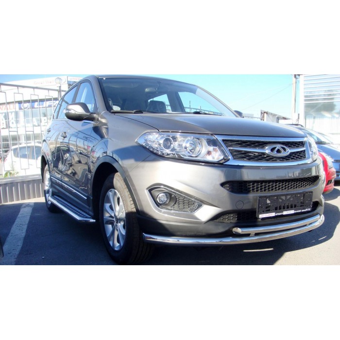 Пороги с площадкой алюминиевый лист для Chery Tiggo 5 2016-2020