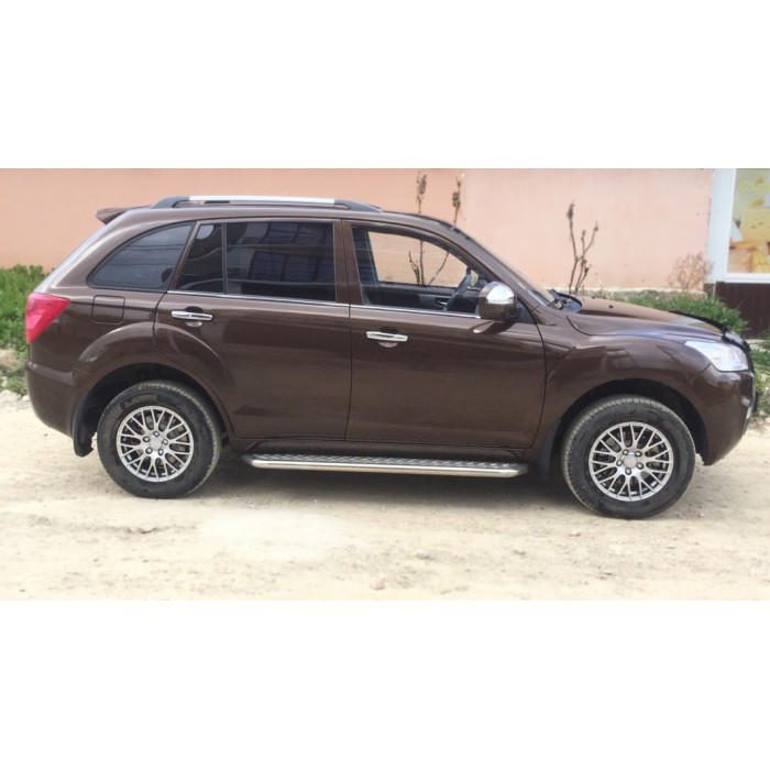 Пороги с площадкой алюминиевый лист для Lifan X60 2011-2016