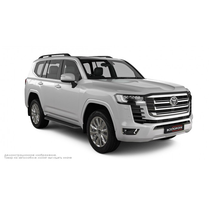 Пороги алюминиевые в полоску для Toyota Land Cruiser 300 2021-2024