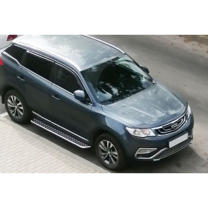 Пороги с площадкой алюминиевый лист для Geely Atlas 2018-2022