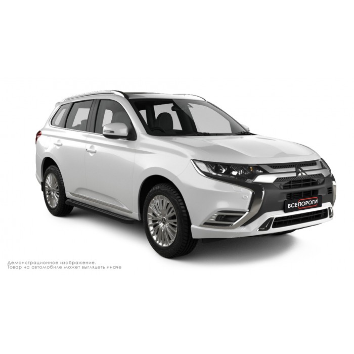 Пороги алюминиевые чёрные для Mitsubishi Outlander 2015-2018