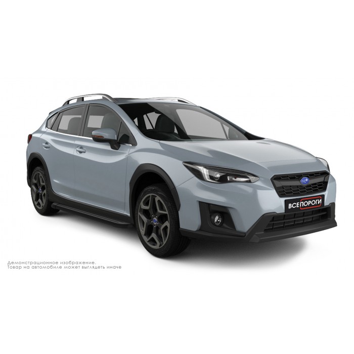 Пороги алюминиевые чёрные для Subaru XV 2011-2017