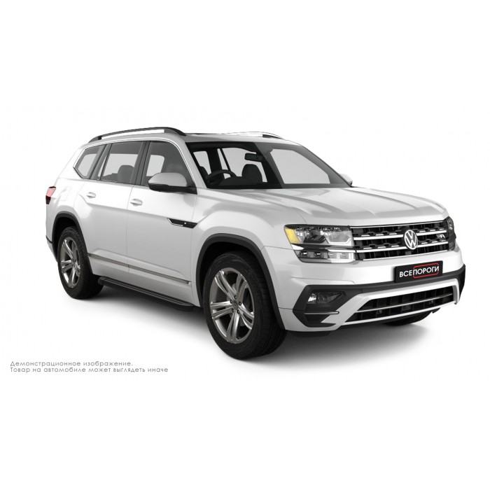 Пороги алюминиевые чёрные для Volkswagen Teramont 2018-2024