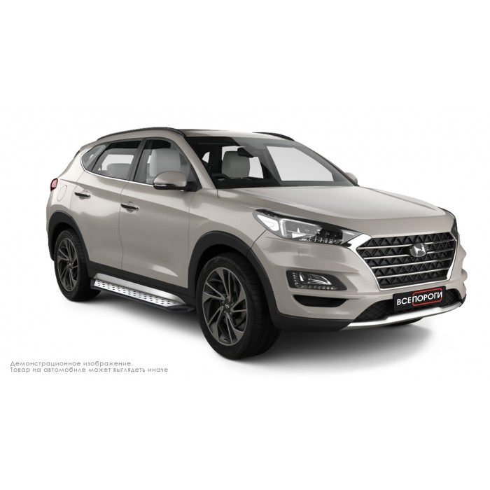 Пороги алюминиевые ОЕМ BMW-стиль для Hyundai Tucson 2018-2021