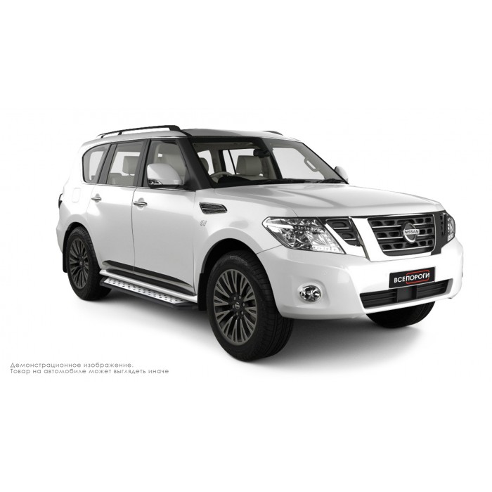 Пороги алюминиевые ОЕМ BMW-стиль для Nissan Patrol 2010-2024