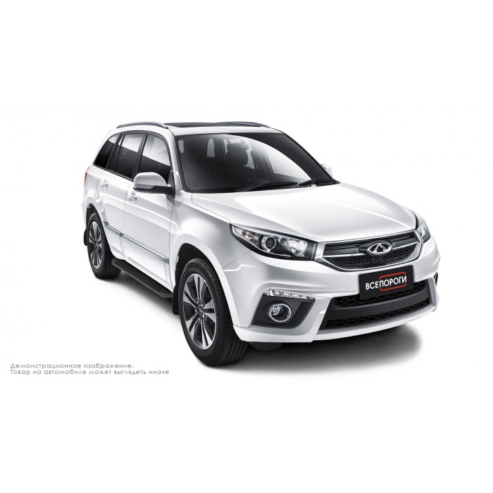 Пороги алюминиевые в полоску для Chery Tiggo 3 2014-2020