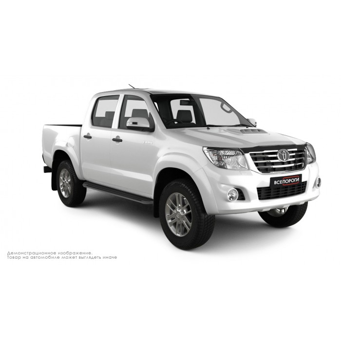 Пороги алюминиевые в полоску для Toyota Hilux 2005-2011