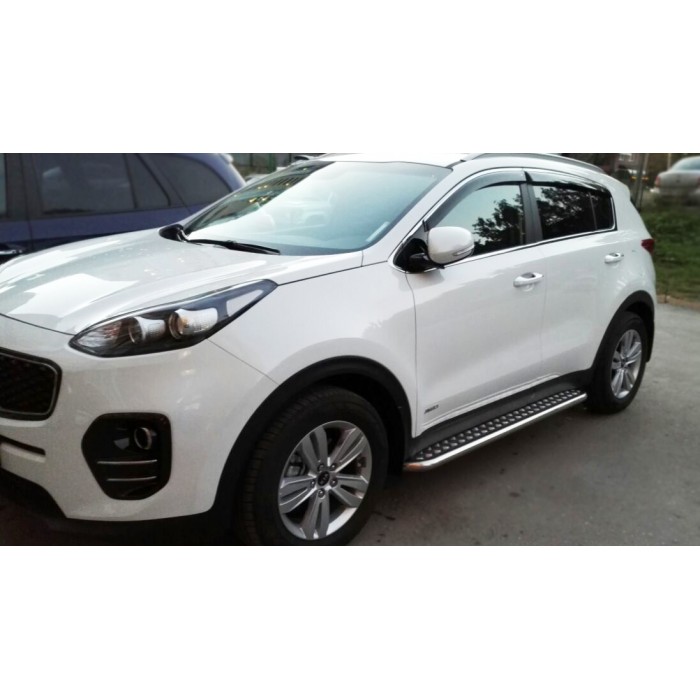 Пороги с площадкой алюминиевый лист для Kia Sportage 2016-2018