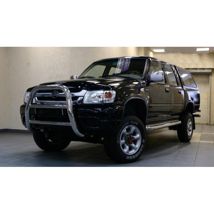 Пороги с площадкой чёрный алюминиевый лист для Great Wall Deer G3 Pickup 2005-2009