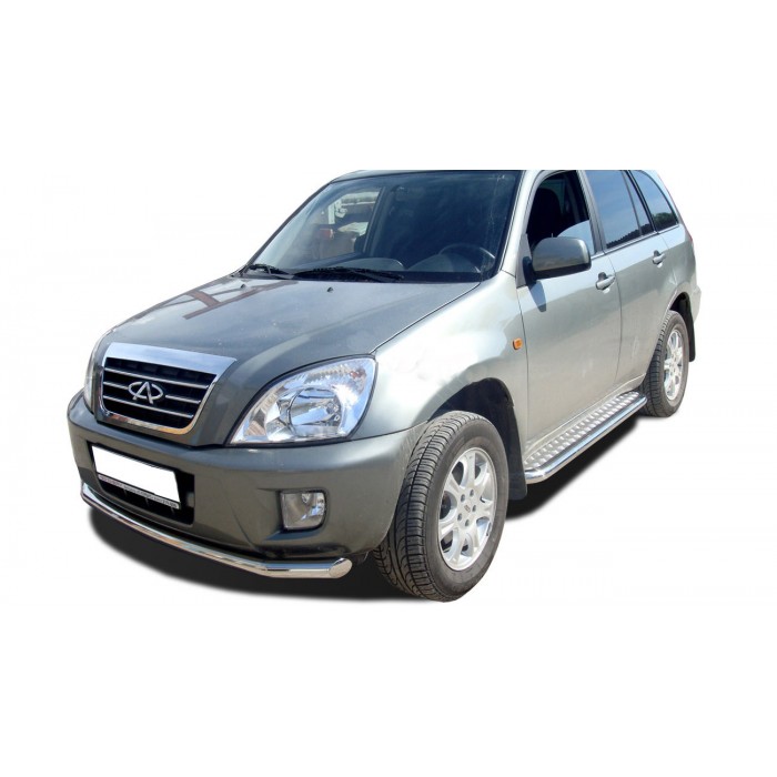 Пороги с площадкой алюминиевый лист для Chery Tiggo T11 2005-2014