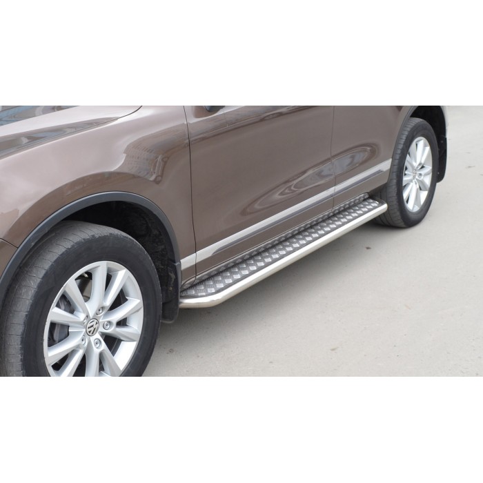 Пороги с площадкой алюминиевый лист для Porsche Cayenne 2010-2018
