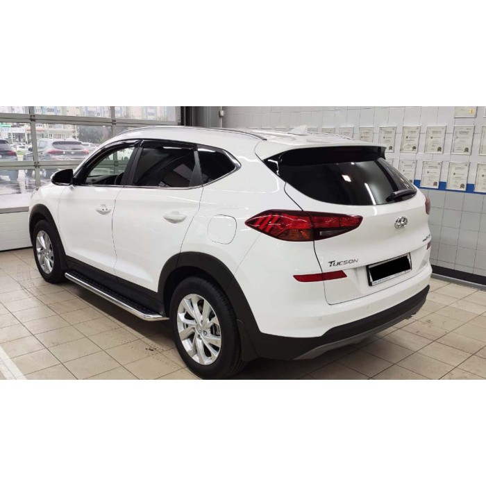 Пороги с площадкой алюминиевый лист для Hyundai Tucson 2018-2021