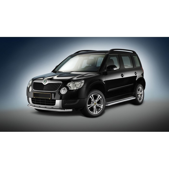 Пороги с площадкой чёрный алюминиевый лист для Skoda Yeti 2009-2014 для Skoda Yeti 2009-2013