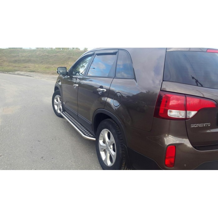 Пороги с площадкой алюминиевый лист для Kia Sorento 2012-2020