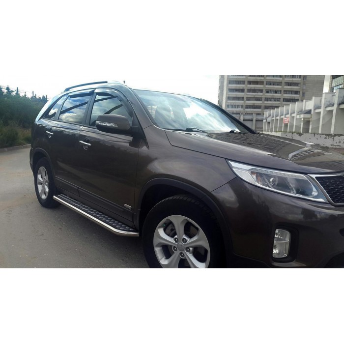 Пороги с площадкой алюминиевый лист для Kia Sorento 2012-2020