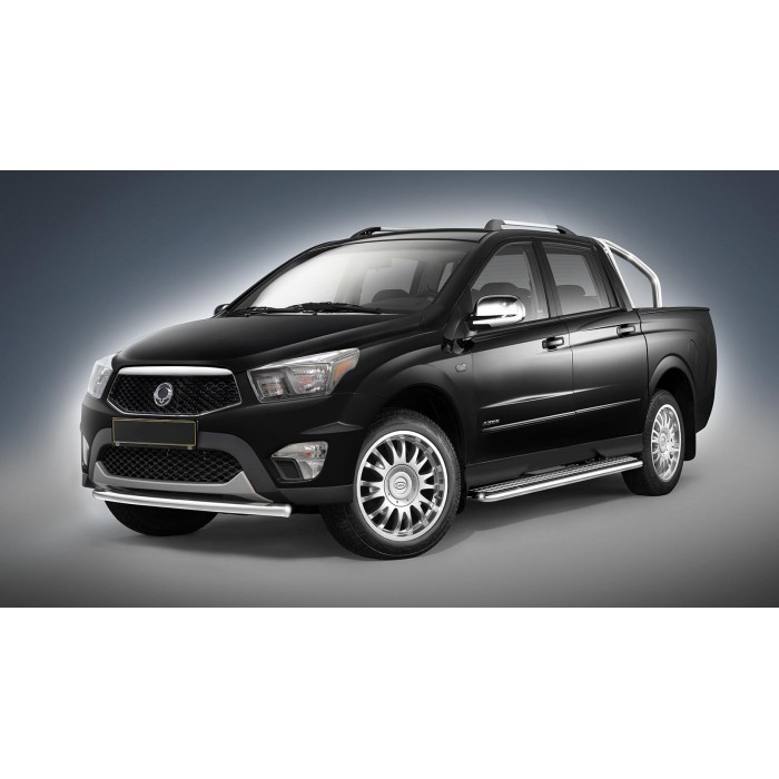 Пороги с площадкой алюминиевый лист для SsangYong Actyon Sports 2012-2015