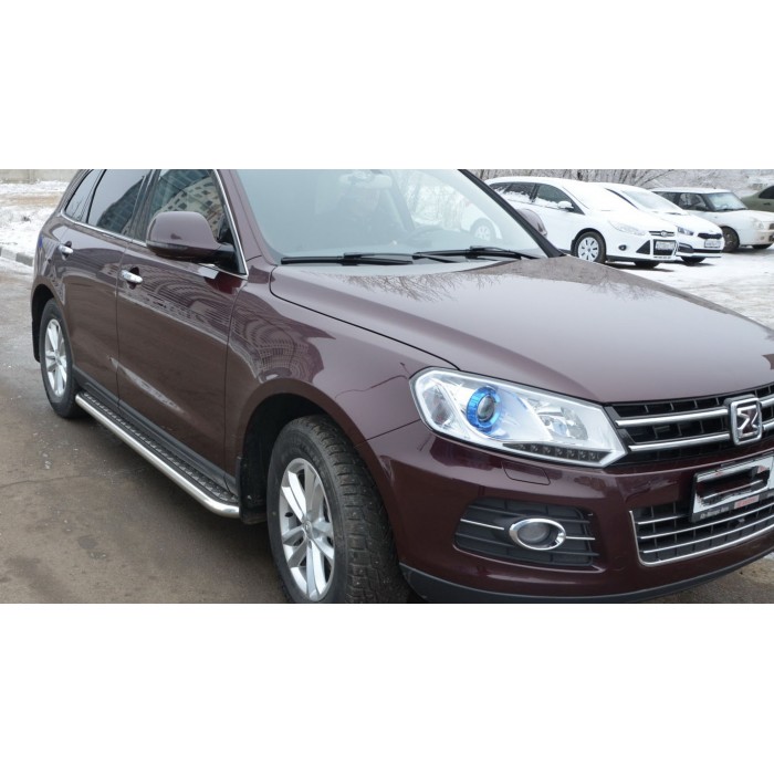 Пороги с площадкой алюминиевый лист для Zotye T600 2013-2021