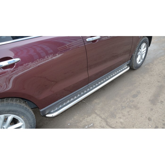 Пороги с площадкой алюминиевый лист для Zotye T600 2013-2021