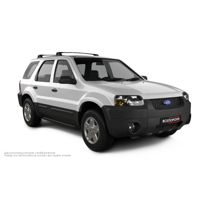 Пороги алюминиевые чёрные для Ford Maverick 2004-2007