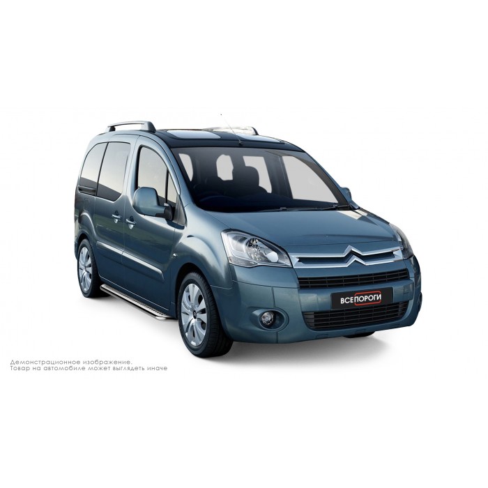Пороги с площадкой нержавеющий лист с проступью для Peugeot Partner Tepee 2008-2018