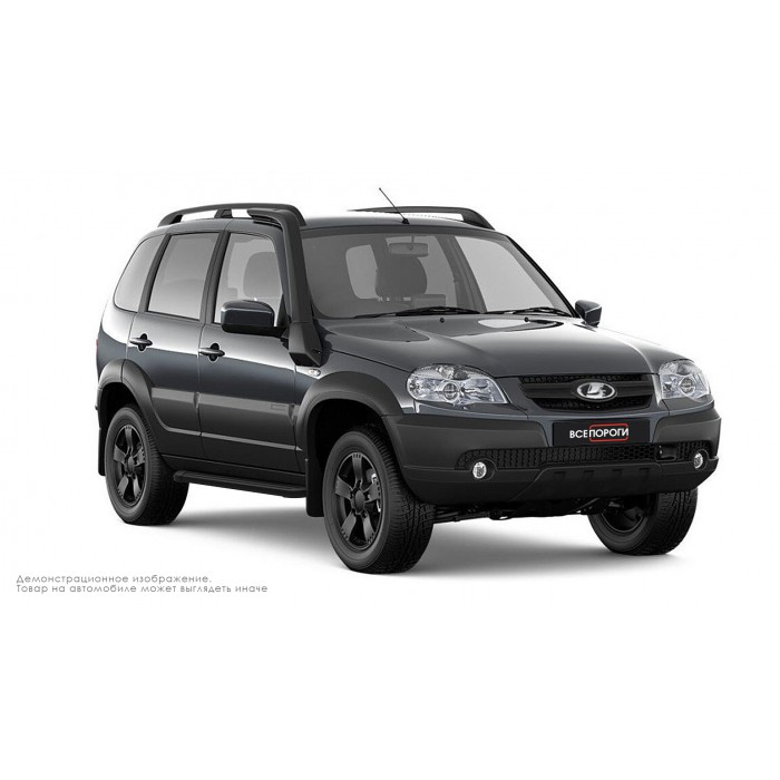 Пороги алюминиевые чёрные для Lada Niva Legend 2021-2024